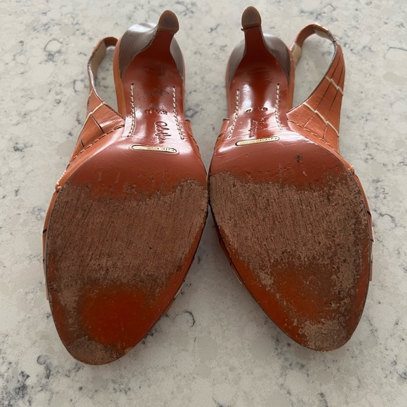 Cole Haan Orange Weave Leather Heels - Picture 4 of 7